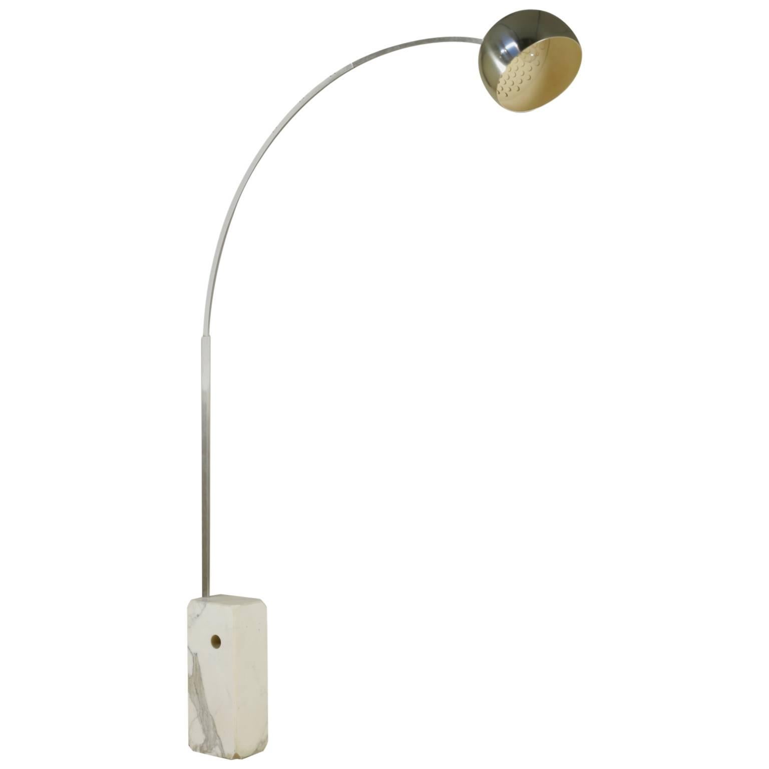 'Arco' Floor Lamp by Castiglioni for Flos Marble Steel Vintage, Italy, 1970s