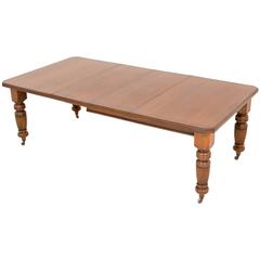 Antique Late Victorian Solid Oak Extending Dining Table