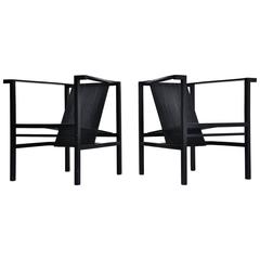 Paire de chaises noires à lattes hautes Ruud Jan Kokke, Metaform, 1984