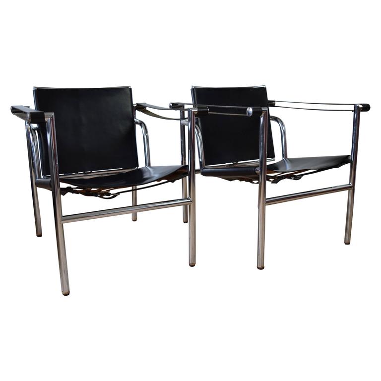 Chrome And Leather Sling Chairs At 1stdibs Chrome And Leather Sling Chairs For