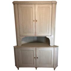 Swedish Gustavian Painted Corner Cabinet