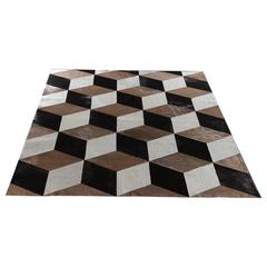 Hair-on-Hide Rug "Milan" - Natural White, Taupe and Black