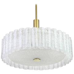 Large Murano Ice Glass Tubes Chandelier by Doria, Germany, 1970s 4