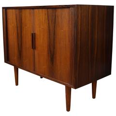 Rosewood Record Cabinet with Tambour Doors by Kai Kristiansen