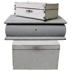 Set of Three Grey Painted Shrines, Gustavian Style, from the Year, 1880-1930 