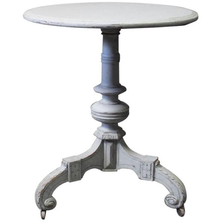 Grey Painted Round Lamp Side Table Gustavian 1860s