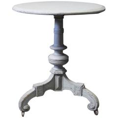 Grey Painted Round Lamp, Side Table, Gustavian, 1860s