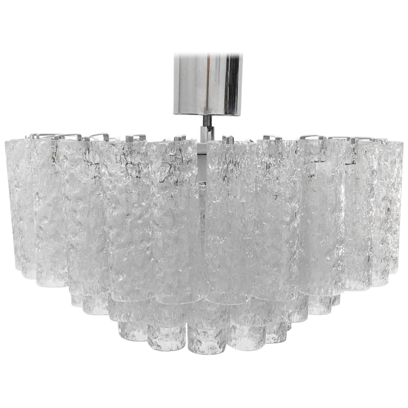 Doria Leuchten Glass Tube Three-Tier Flush Mount