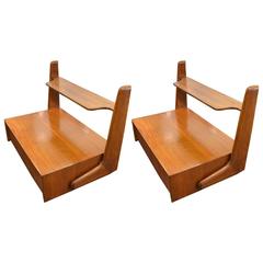 Beautiful Pair of ico Parisi Wood Nightstands, circa 1960