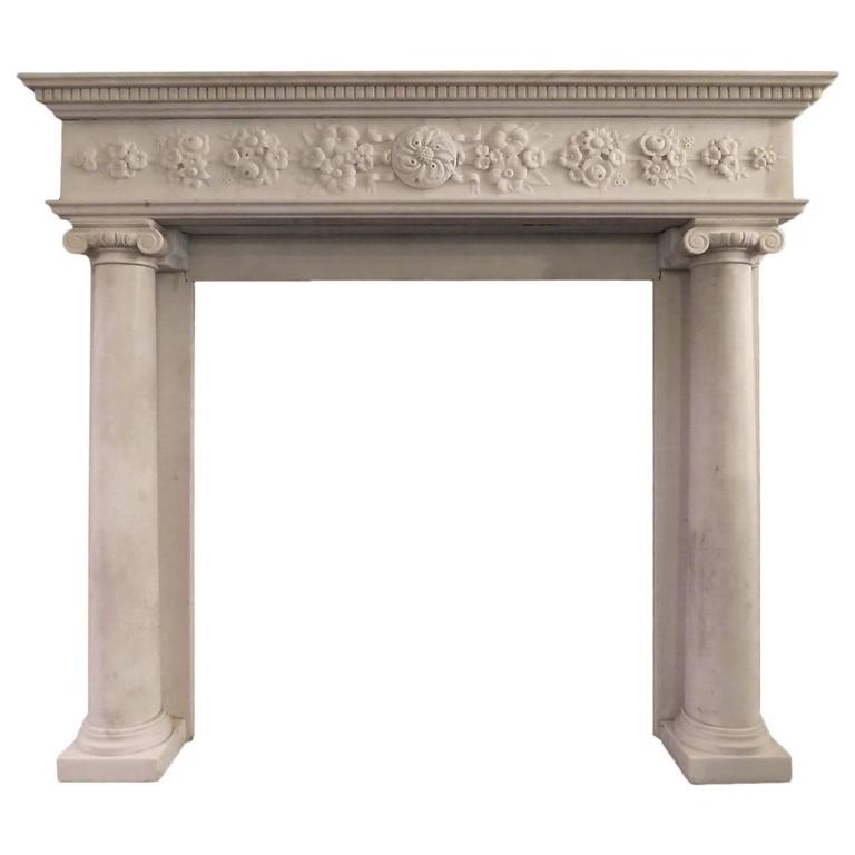 Regency Statuary White Marble Fireplace Mantel For At 1stdibs Regency Statuary White Marble Fireplace Mantel For
