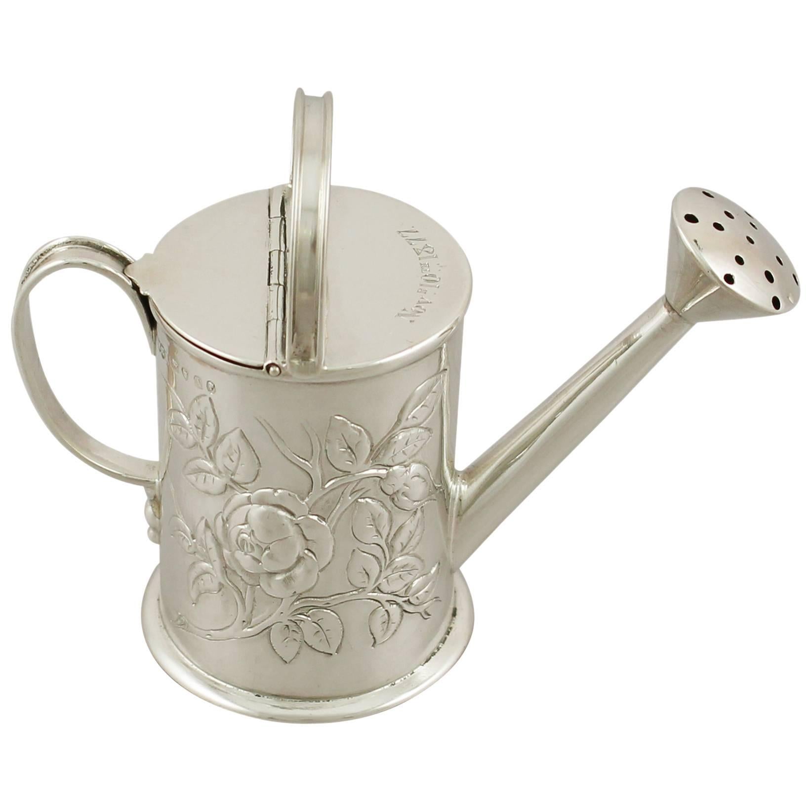 1876 Antique Sterling Silver Watering Can Cream Jug at 1stDibs