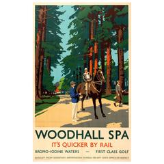 Affiche rétro originale de Woodhall Spa & Golf pour le chemin de fer, « It's Quicker by Rail »