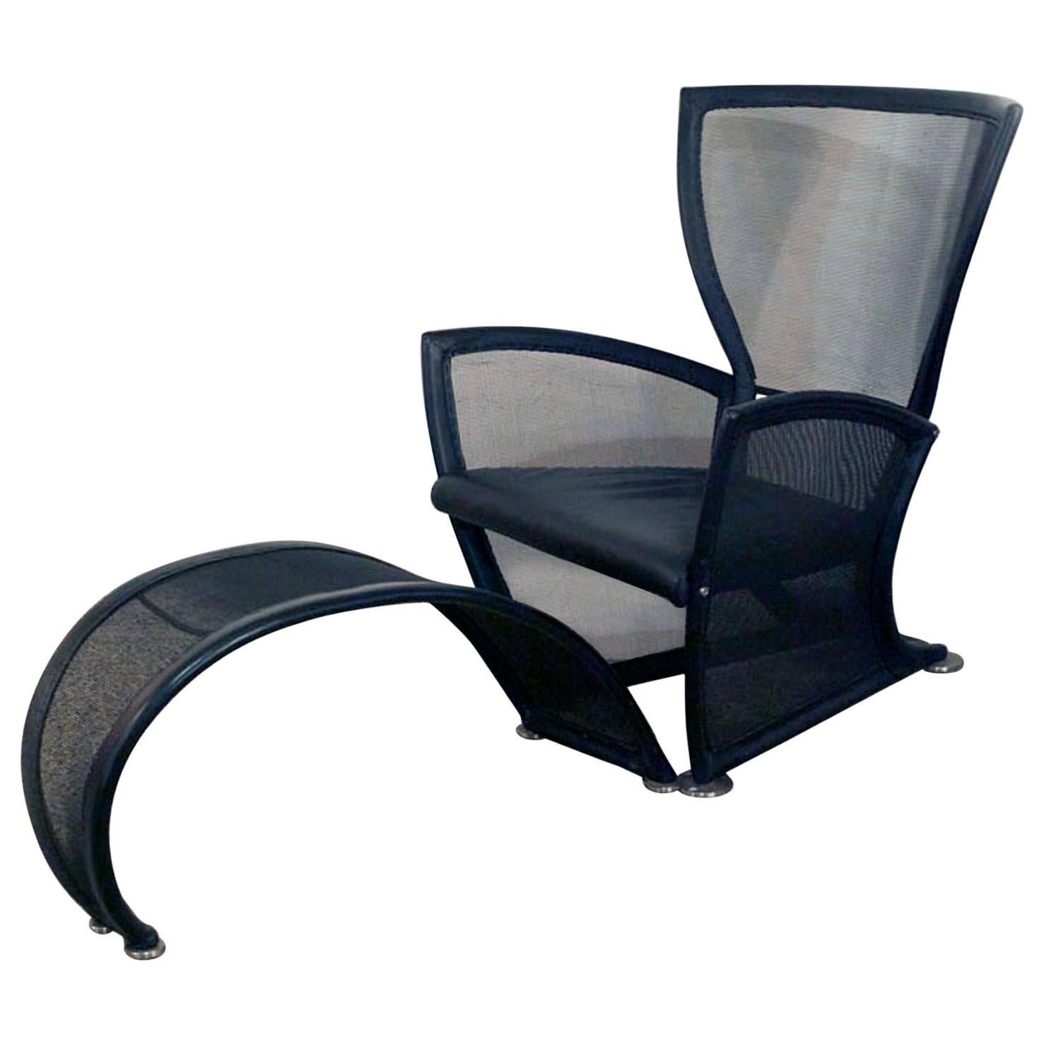 Alias 'Privè' Armchair with Footrest Design Paolo Nava in Carbon Net For Sale