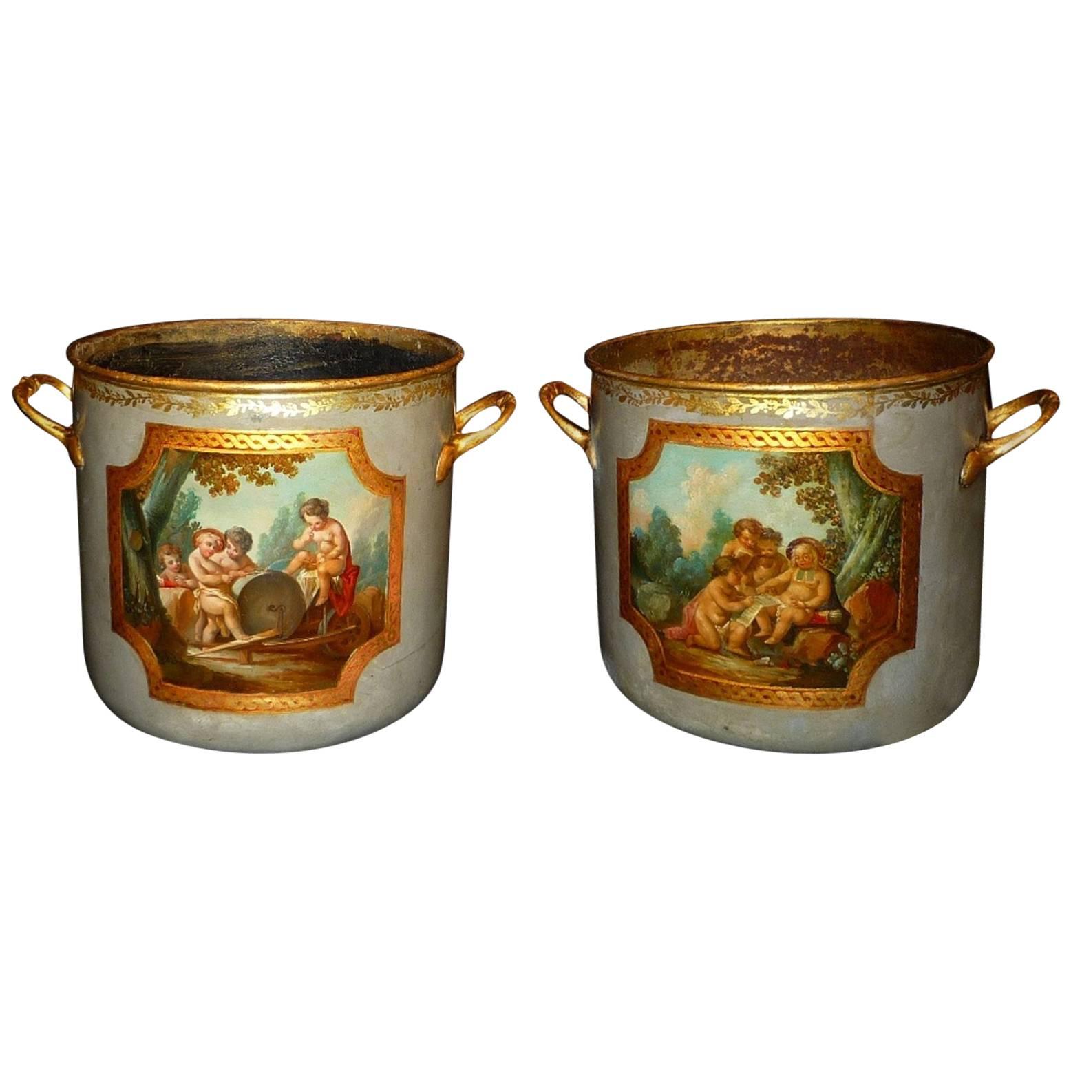 Pair of Rare French Louis XV Period Lacquered Wine Coolers, circa 1760