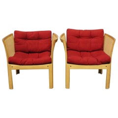 Pair of Easy Chairs in Oak Designed by Rud Thygesen and Johnny Sørensen, 1960s