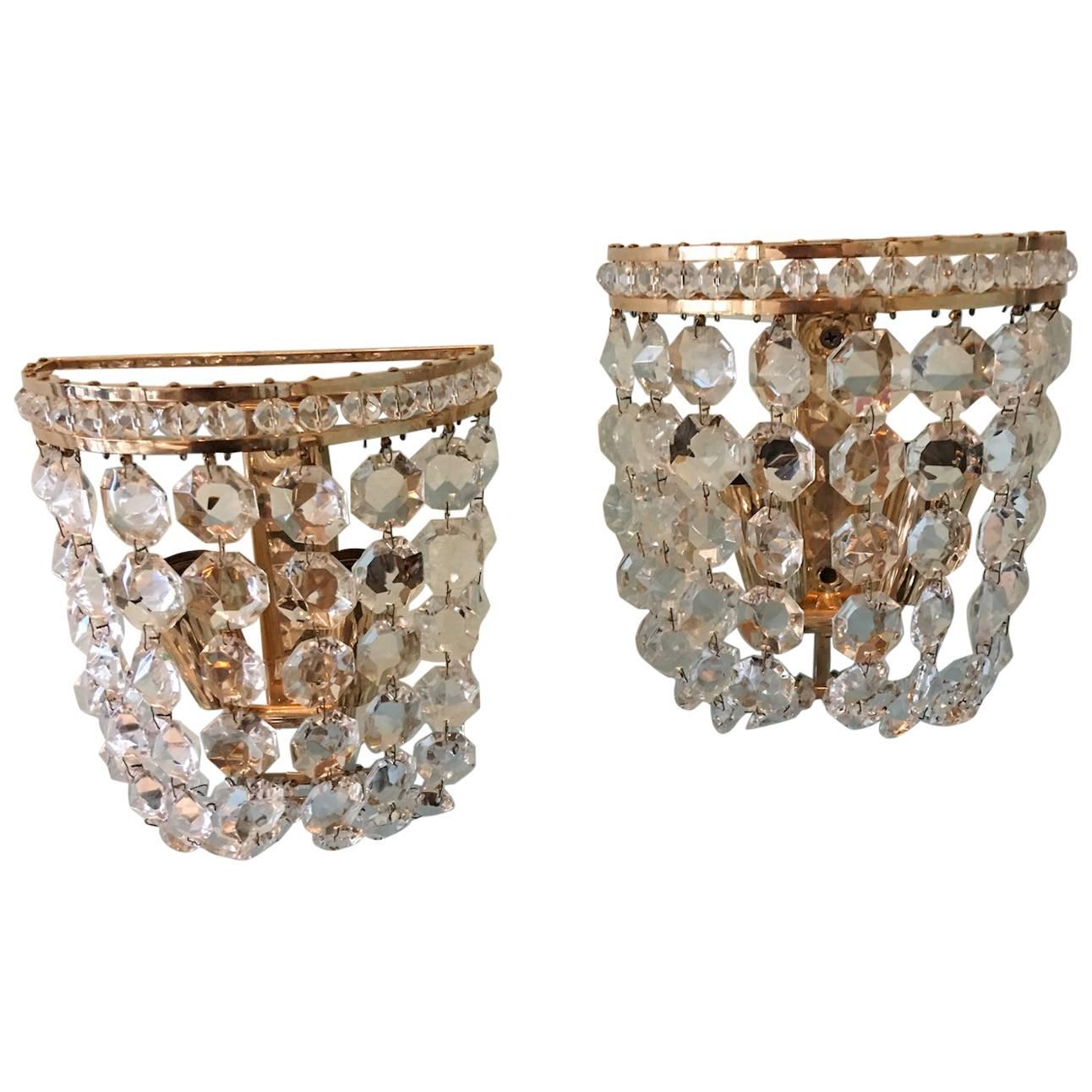 Pair of Sconces with Crystal Elements