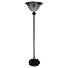 Art Deco Floor Lamp Black and Chrome with White Wings