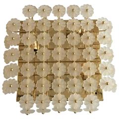 Mid-Century Square Glass Flower Flush Mount