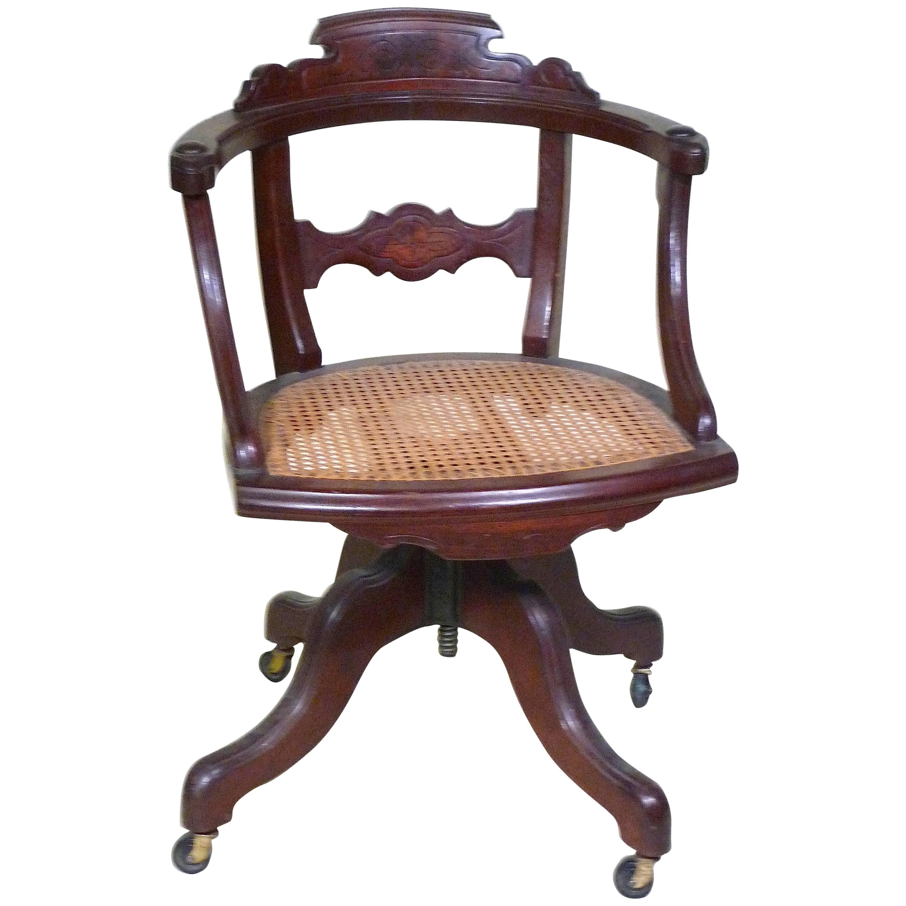 Very Fine Eastlake Mahogany Swivel Desk Chair, circa 1880