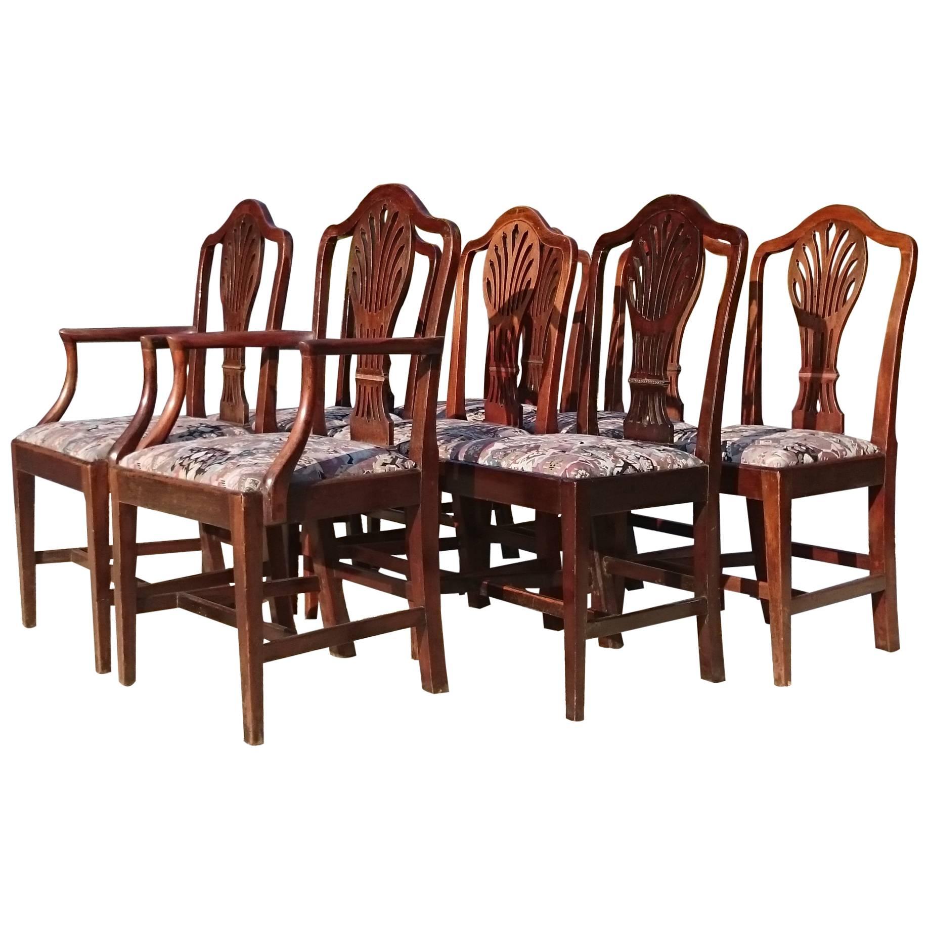 18th Century George III Mahogany Set of Eight Dining Chairs