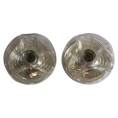 Pair German Biomorphic Clear Glass Sconce Peill & Putzler in Koch and Lowy Style