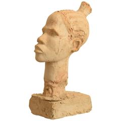 Early 20th Century Plaster Bust of a African Woman