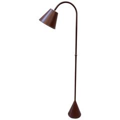 Leather Floor Lamp in Jacques Adnet Style