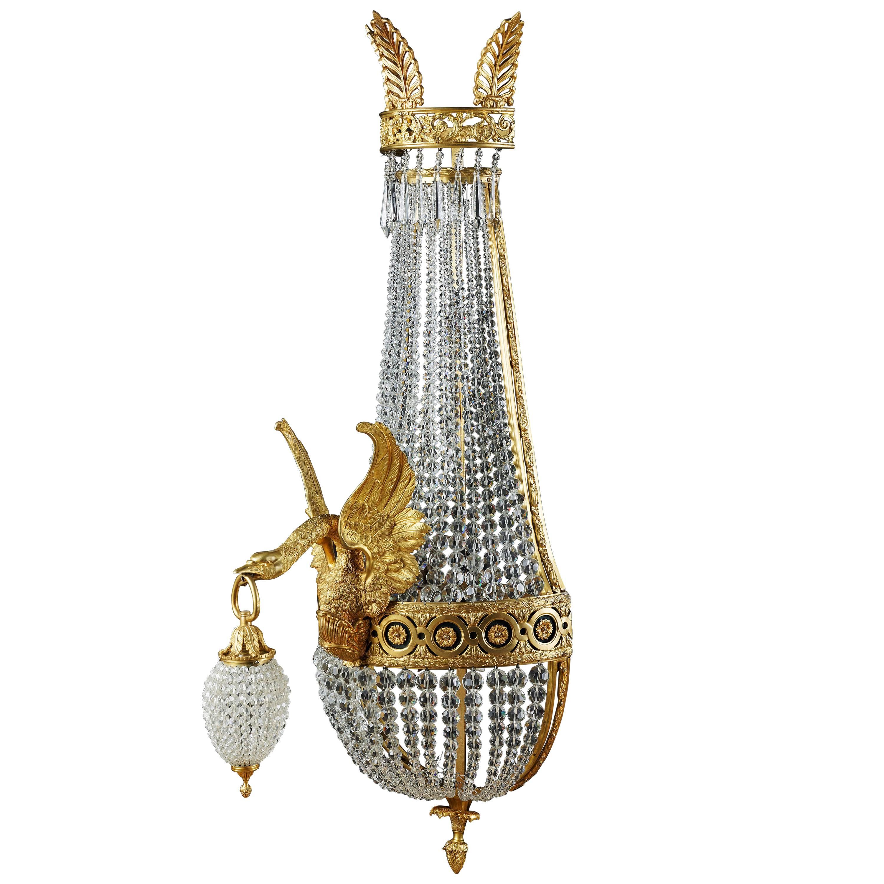 20th Century Empire Style Basket Applique or Wall Lamp For Sale