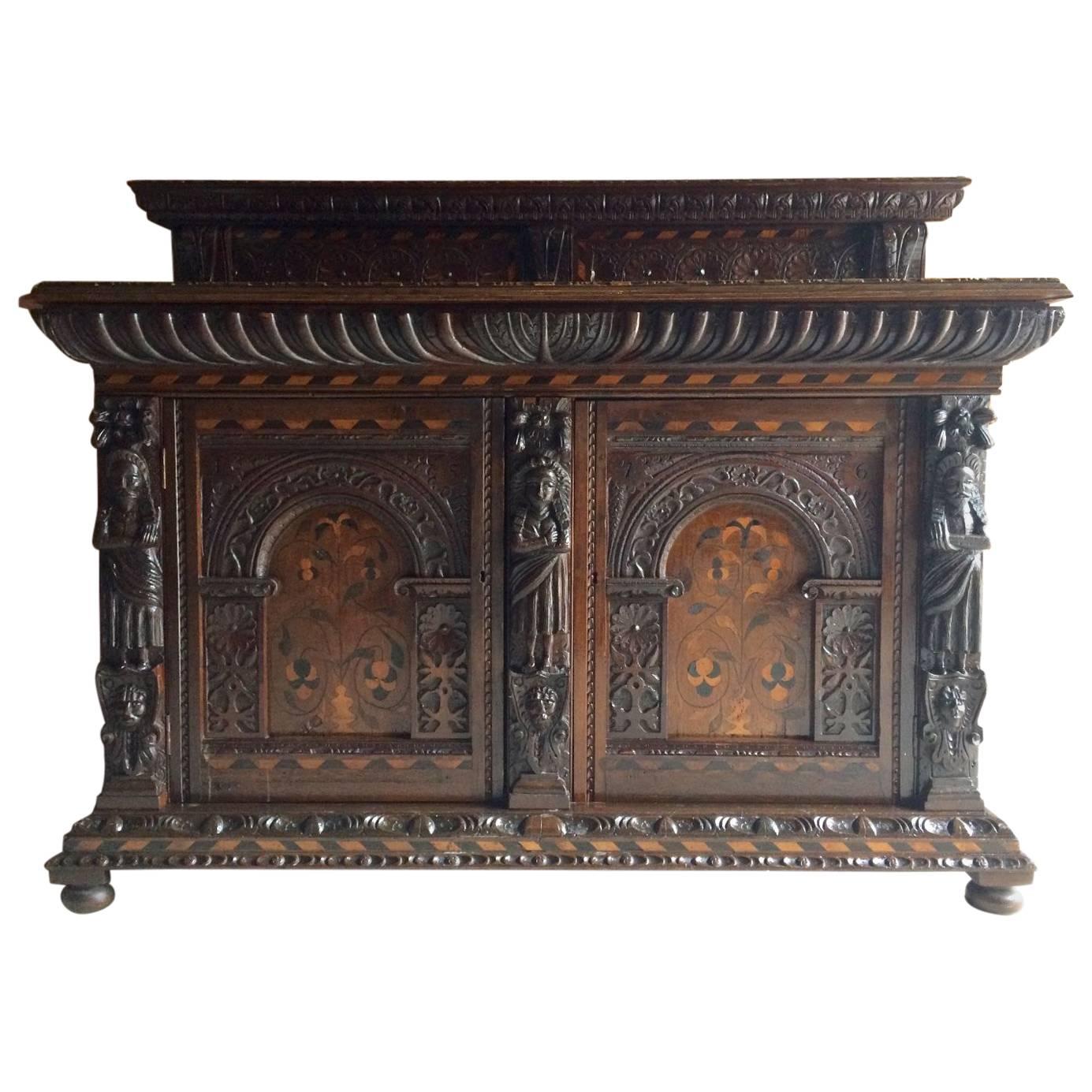 Rare 16th Century Sideboard Buffet Credenza Solid Oak Elizabeth I, Dated 1576