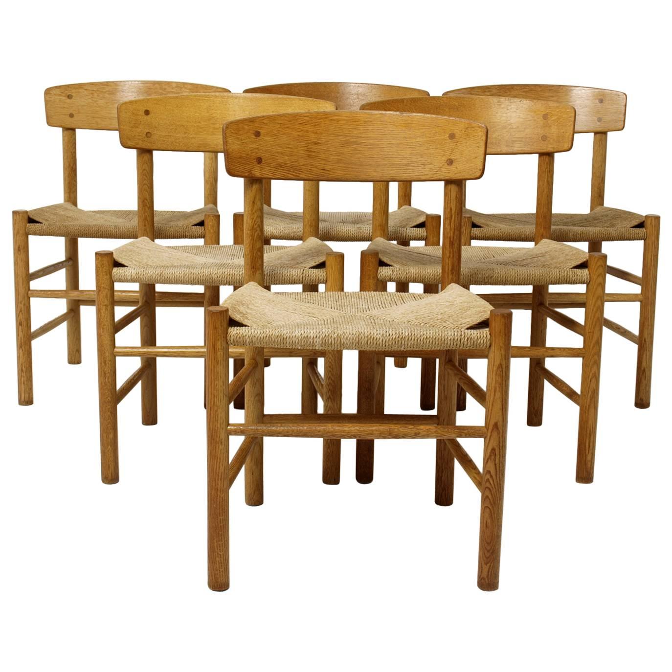 Six Børge Mogensen J39 Chairs in Oak for FDB, Denmark
