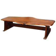 George Nakashima Inspired Natural Edge Walnut Bench 1