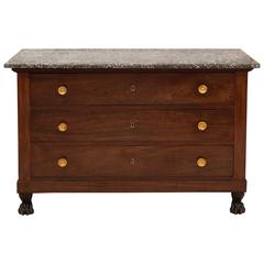 Empire Period Mahogany Commode with Grey and White Veined Marble, circa 1810