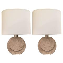 Pair of 1960s Travertine Lamps