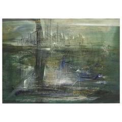 Xavier Gonzalez, Abstract Landscape, Mixed Media on Paper, Signed 12