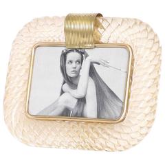 Venini 'Torciglione' Murano Glass Photo Frame with Gold Flakes