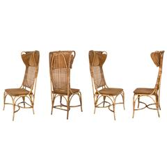 Josef Frank Set of Four Rattan Chairs Manufactured, Svenskt Tenn, Sweden, 1940s