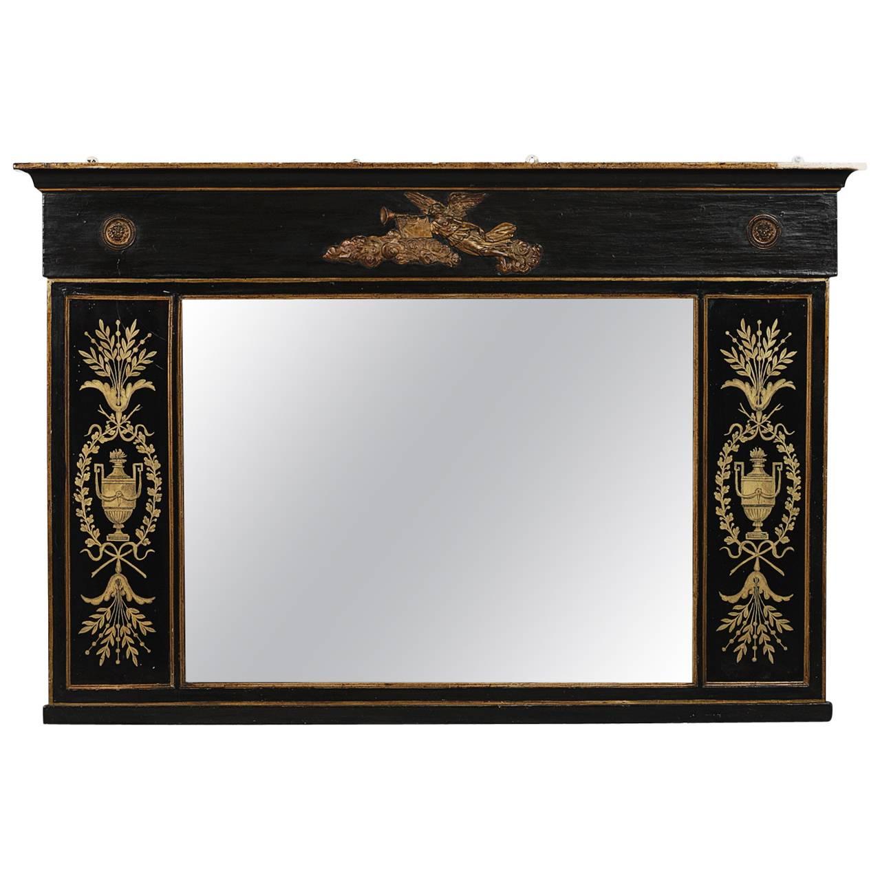 19th Century Regency Mirror Flanked by Églomisé Panels