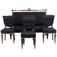 Early 20th Century Neo Renaissance Walnut and Birch Five-Piece Suite
