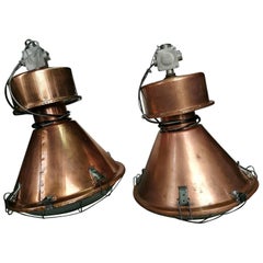Industrial European Big Original Vintage Copper Pendant Lights
