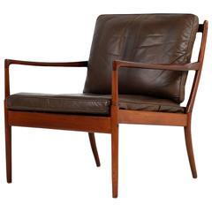 1960s Ib Kofod Larsen Lounge Easy Chair "Samsö" Brown Leather OPE, Sweden 9