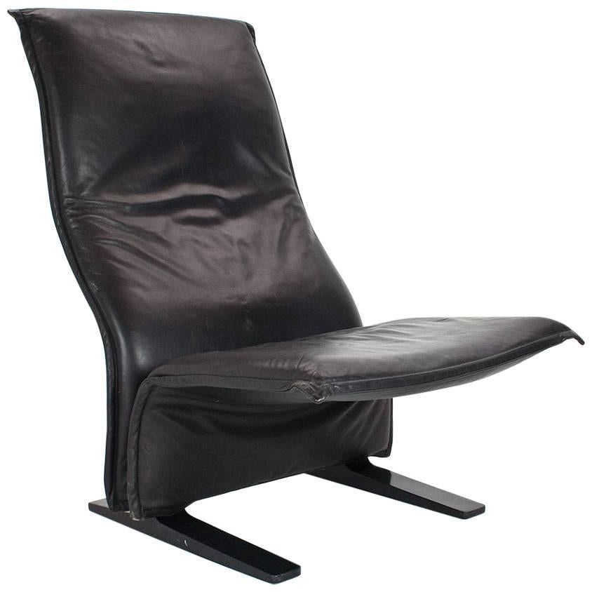 1966 Black Leather Concorde (F784) Lounge Chair by Pierre Paulin for Artifort