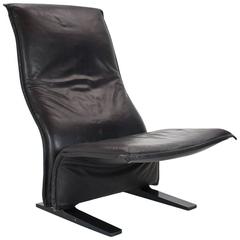 Vintage 1966 Black Leather Concorde (F784) Lounge Chair by Pierre Paulin for Artifort