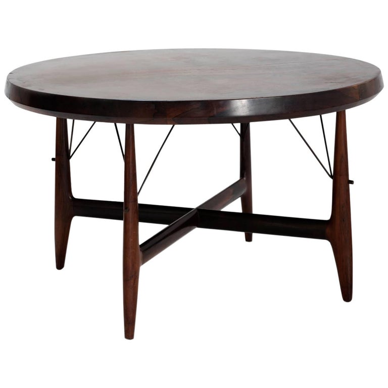 Sergio Rodrigues Round Wooden Dining Table "Stella" Oca mid-century Brazil 1956  For Sale