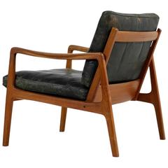 1960s Vintage Ole Wanscher Teak & Leather Easy Chair Mod. 109 France & Son No. 1