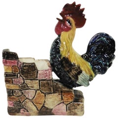 19th Century Majolica Rooster Massier Jardiniere