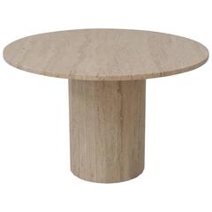 Modern Classic Round Travertine Breakfast or Entry Table