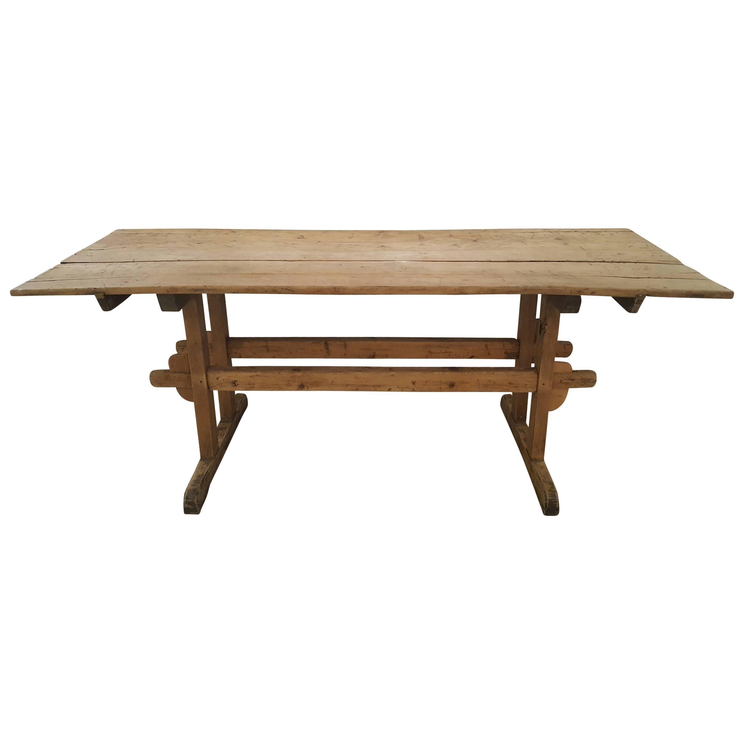 Early 20th Century Fab Trestle Table For Sale