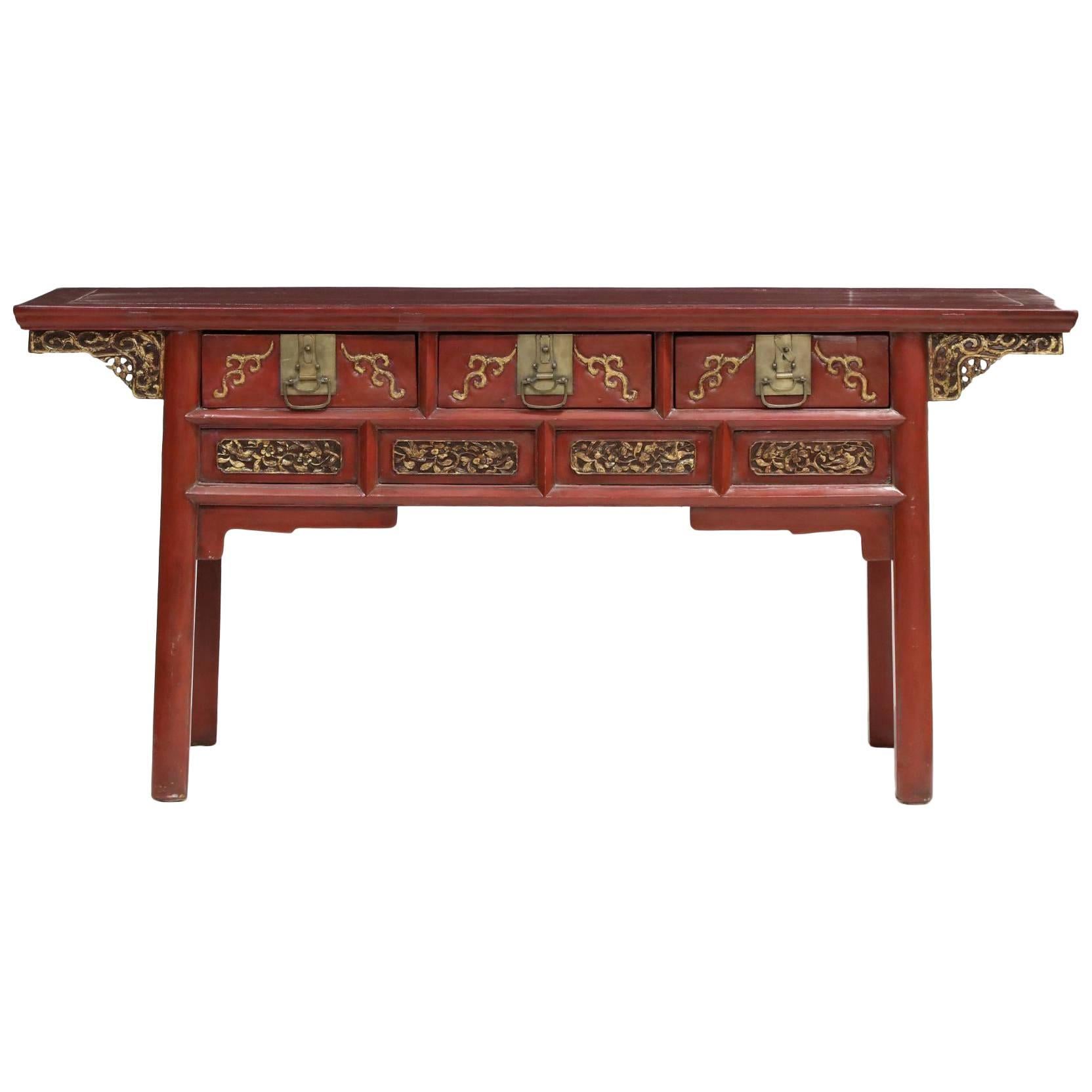 Chinese 19th Century Decorated Alter Table For Sale