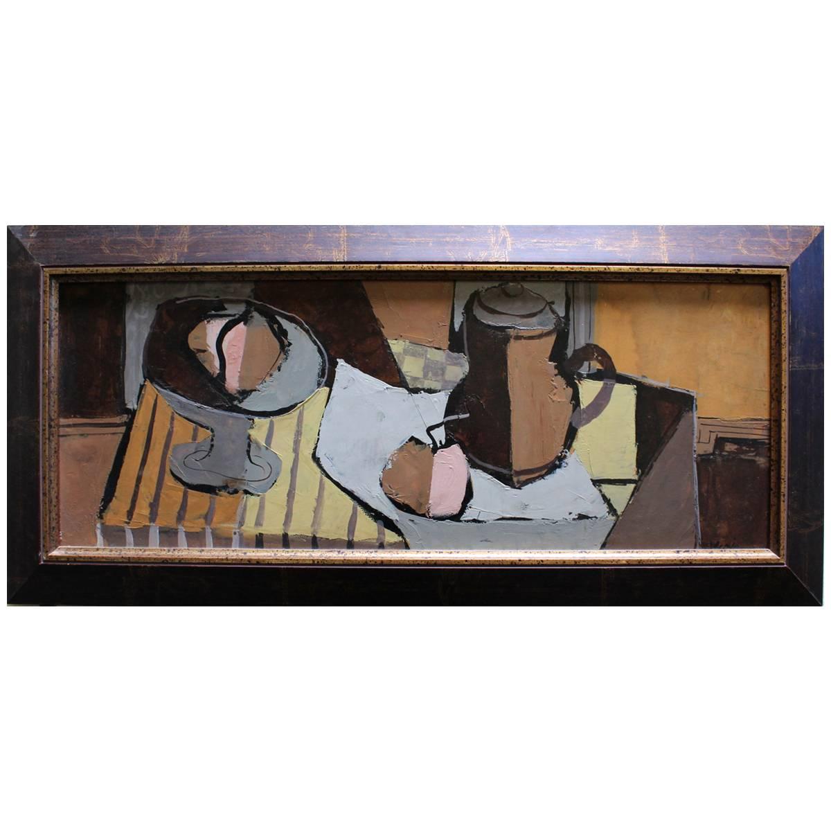 Mid-Century Modern Cubist Charles Levier Still Life Painting