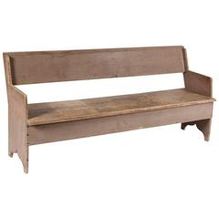 Antique Unusual Plank-Seated Deacon's Bench with Plank Sides and a Canted Back